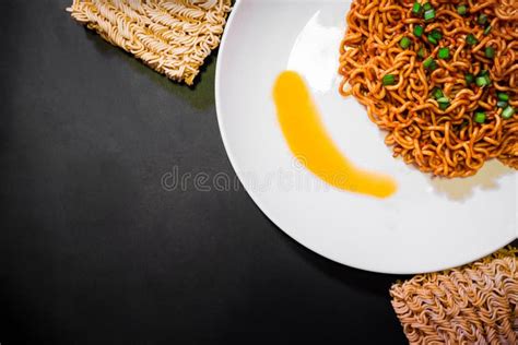 Korean Spicy Hot Instant Noodles Stock Photo Image Of Focus Dish
