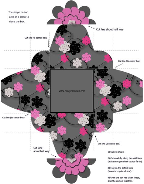 Dark Floral Box Floral Printables Paper Box Template Flower Printable