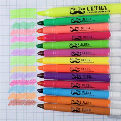 Mr Pen Highlighters Gel Highlighter Pack Of 12 No Bleed