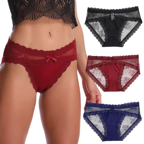AWAYTR Sexy Lace Underwear Women Panties Lace Hipster Panties Seamless Bikini Breathable Pack