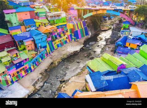 Colourful Village Kampung Tridi Malang East Java Indonesia Stock