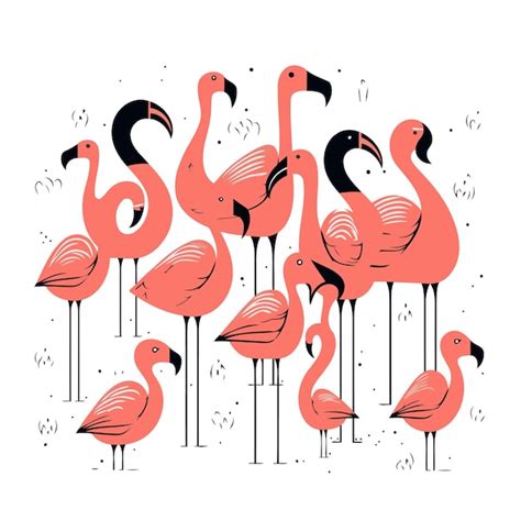 Flamingos Vector Ilustra O Desenhada M O Em Estilo De Desenho