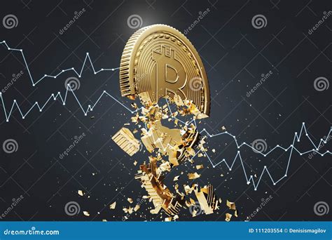 Bitcoin Collapse Black Background Graph Stock Illustration