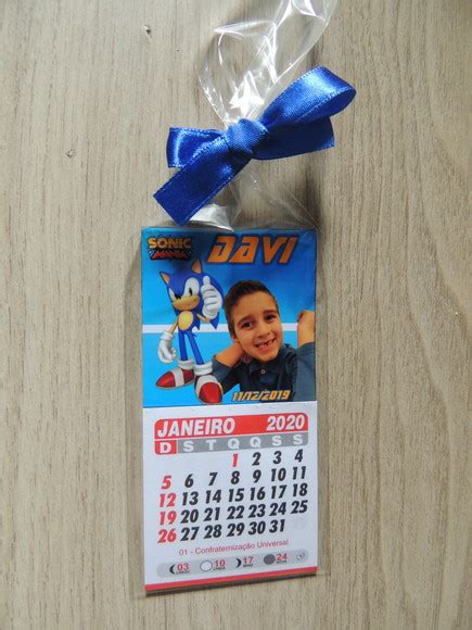 Mini Calendário de Geladeira 2024 Sonic Azul Menino Elo7