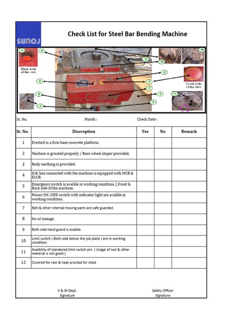 6. Bar Bending Machine Checklist | PDF