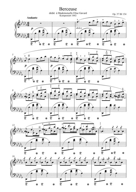 Chopin Berceuse In D Flat Major Op Piano Arr Mps By Chopin