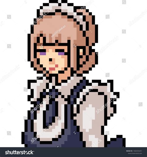 Vector Pixel Art Anime Girl Isolated Cartoon Royalty Free Stock