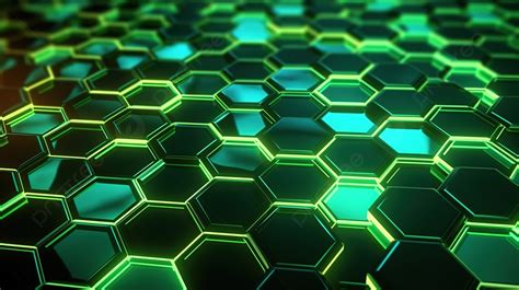 Fondo Superficie Hexagonal Futurista Que Brilla Con Tonos Vibrantes De