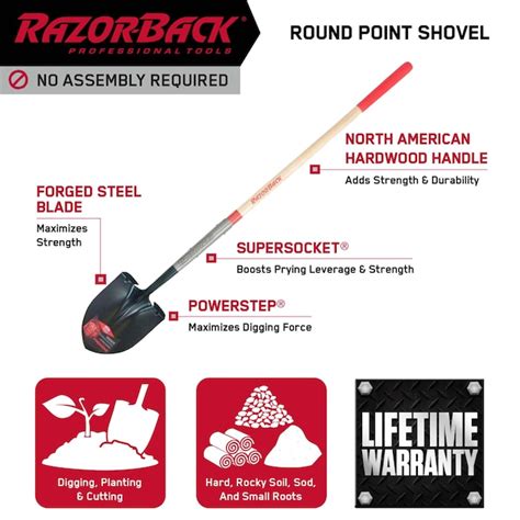 Razor Back 48 In Wood Handle Digging Shovel 2593600 At