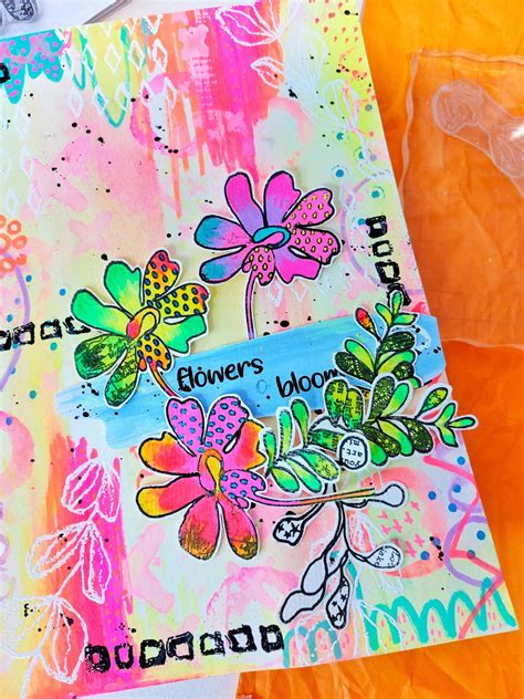 NEON Art Journal Page Tutorial With Doodle Flowers Rubber Dance Art