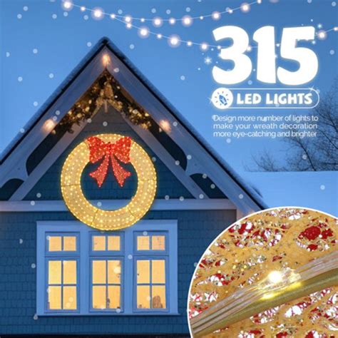 120cm Couronne de Noël pré illuminée pour l extérieur décoration