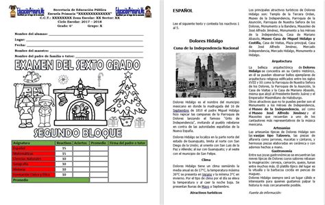 Examen Del Quinto Grado Primer Bloque Ciclo Escolar 2017 2018 Hoja De