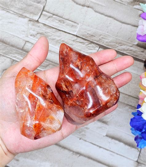 Red Fire Quartz Freeform Hematoid Quartz With Rainbow Fire Quartz