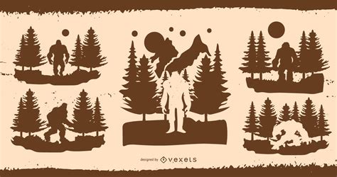 Bigfoot Silhouette Pack Stock Vector Illustration Of Silhouette The