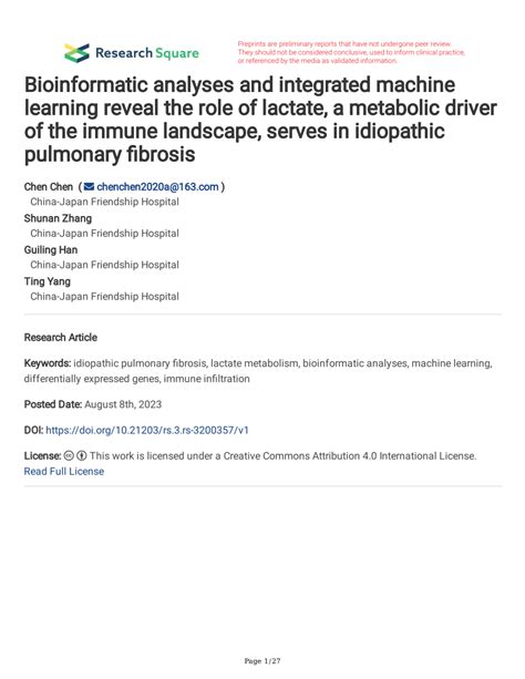 PDF Bioinformatic Analyses And Integrated Machine Learning Reveal The