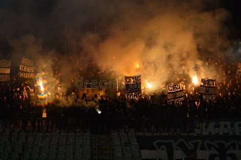 Partizan Fans with Banners and Signs on a Football Game Against ...