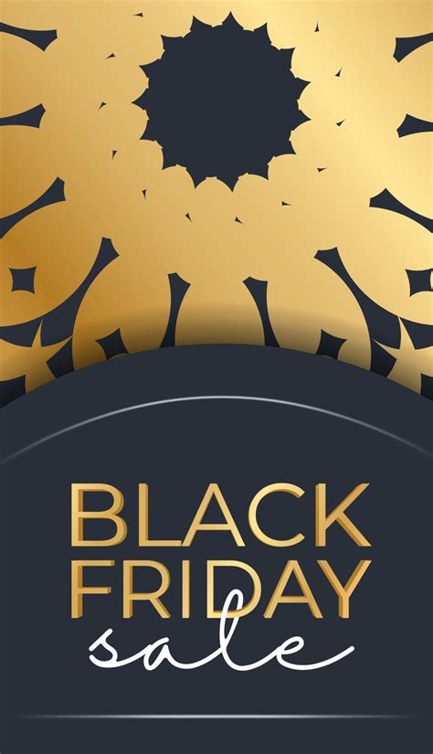 Black Friday Poster Template In Dark Blue Color With Round Gold