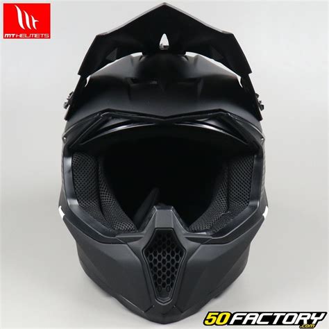 Casque Cross Mt Helmets Falcon Solid Noir Mat Quipement Moto Cross