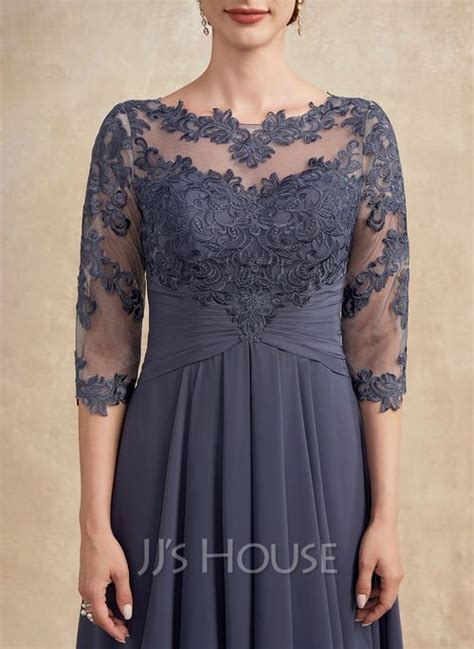 US 184 00 A Line Scoop Illusion Asymmetrical Chiffon Lace Mother Of