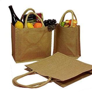 ToteBagFactory natural burlap tote bags reusable jute bags with full ...