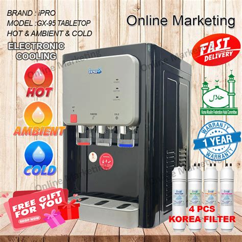 Ipro Gx Tb Hot Warm Cold Suhu Electronic Cooling Water Dispenser With Pcs Halal Korea