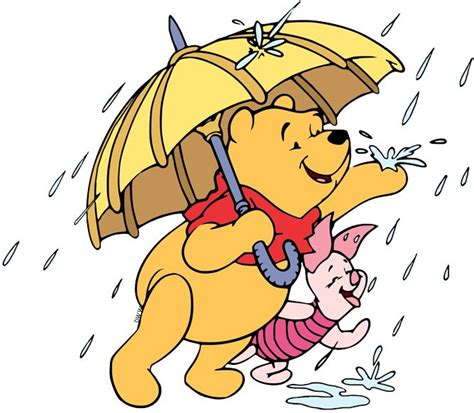 Clip Art Of Winnie The Pooh And Piglet In The Rain Aprilshowers