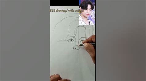 Bts V Outline Drawing Tutorial Easy Bts Jungkook Youtube