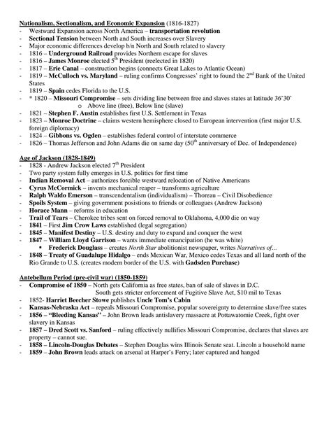 SOLUTION U S History Timeline Cheat Sheet Studypool