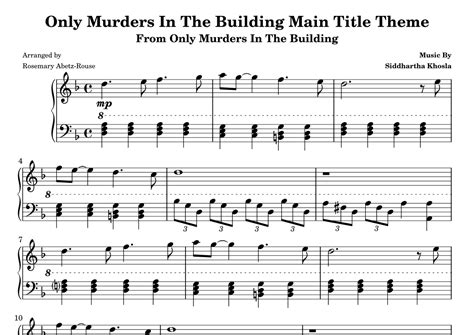 Only Murders In The Building Main Title Theme Arr Rosemary Abetz Rouse By Siddhartha Khosla