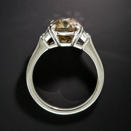 Estate Platinum Carat Fancy Dark Yellowish Brown Diamond Ring Gia