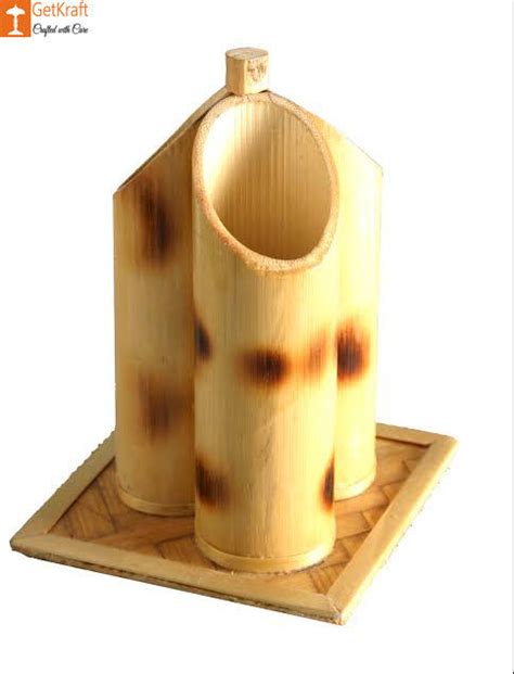 Pen Holder Or Stand Made From Bamboo3 Slots 851pen Holderb