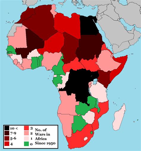 No Of Wars And Conflicts In Africa Since 1950 Vivid Maps