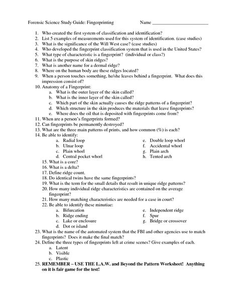 Printable Forensic Science Worksheets Pdf Oobleck Worksheet Pdf St