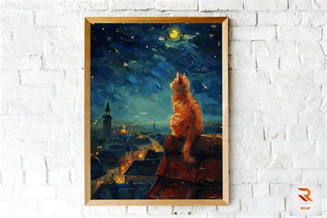 Cat In The Starry Night Van Gogh Style Graphic By Ricco Art Creative