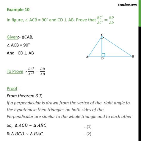 Question 2 ACB 90 And CD Perpendicular AB Prove BC2 AC2