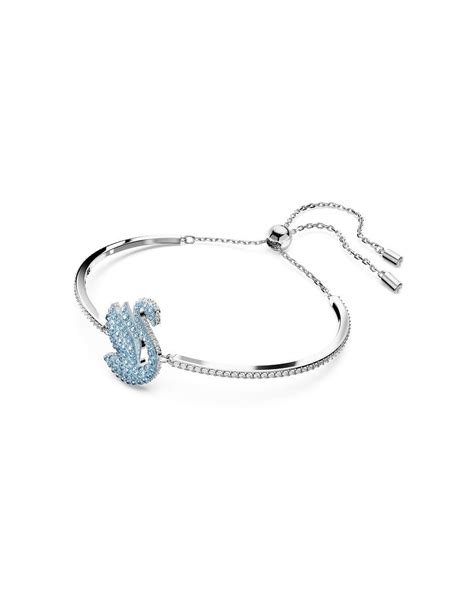 Brazalete Swarovski Iconic Swan Cisne Azul Ba O De Rodio Basti N