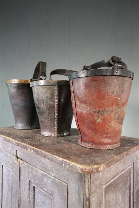 Antiques Atlas Set Of Three English Antique Leather Fire Buckets