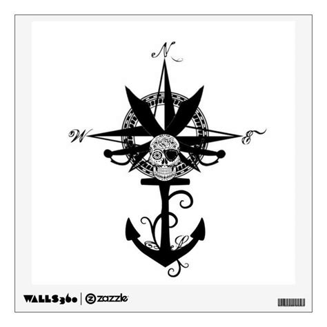 Pirate Compass Rose And Anchor Decal Pirate Compass Compass Rose Custom Wall Decal