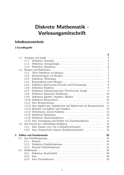 Diskrete Mathematik Komplette Mitschrift Diskrete Mathematik Und