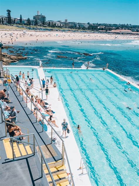 Bondi Icebergs Pool Photo Blue And White Pool Print Bondi Beach People