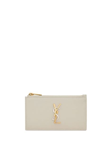 Saint Laurent Logo Plaque Zipped Card Holder Farfetch