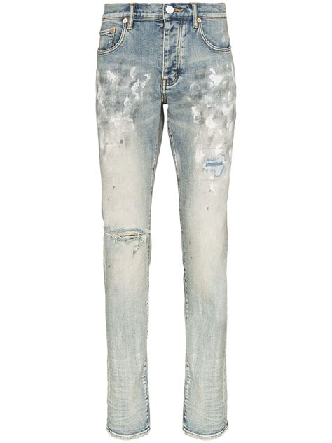 Purple Brand Paint Blowout Slim Fit Jeans Farfetch