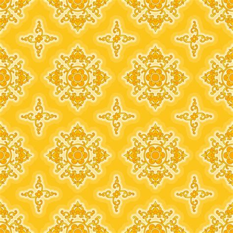 Premium Vector Thai Yellow Gold Filigree Decoration Seamless Pattern