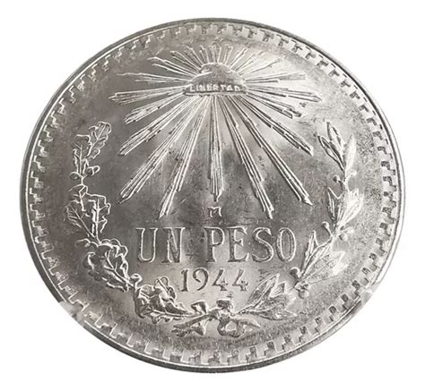 Moneda Un Peso Plata Resplandor 0 720 Año 1944 Envío gratis