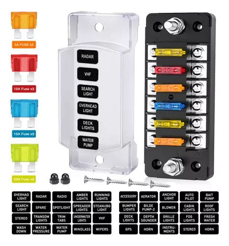 Bloque De Fusibles De 6 Vías Con Bus Negativo De 12 V Porta Meses