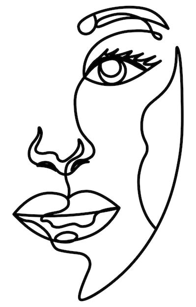 Arte Facial Abstracto Cara De Una L Nea Cara De Dibujo De Una L Nea