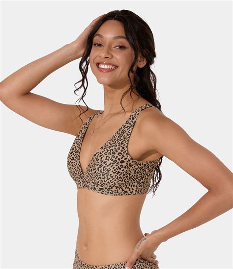 Top Bikini Estampado Leopardo De Mujer Halara