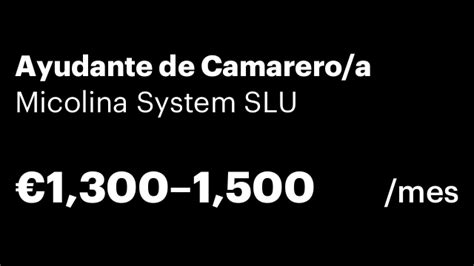 Se Solicita Ayudante De Camarero A En Micolina System Slu En L