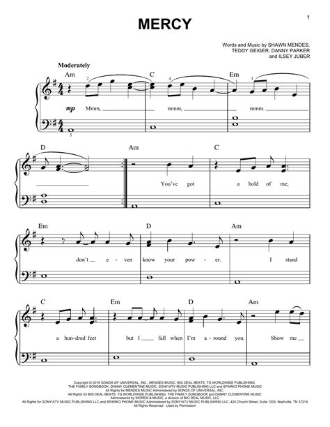 Shawn Mendes - Mercy sheet music