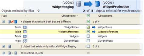 Viewing The Comparison Results Sql Compare 11 Product Documentation